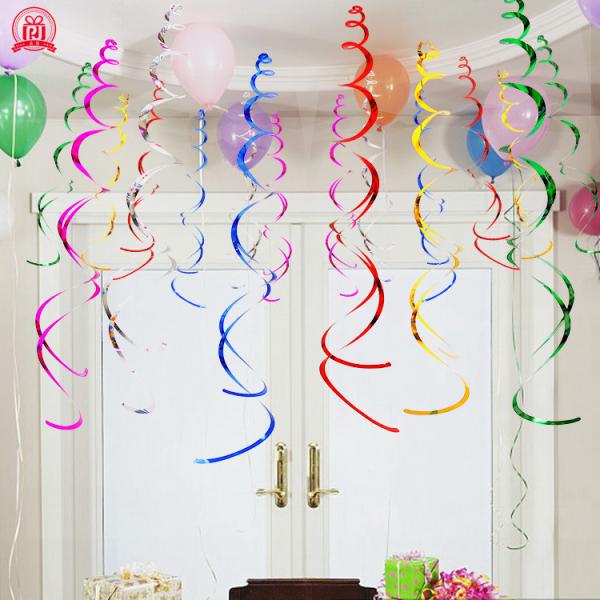 Festive Spiral PVC Hanging Decorations Pull String Flower Arrangements Window Display Corridor Ceiling Decoration Accessories