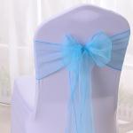 Blue Yellow Glass Tulle Chair Covers Elastic Band Bow Hotel Wedding Decorations