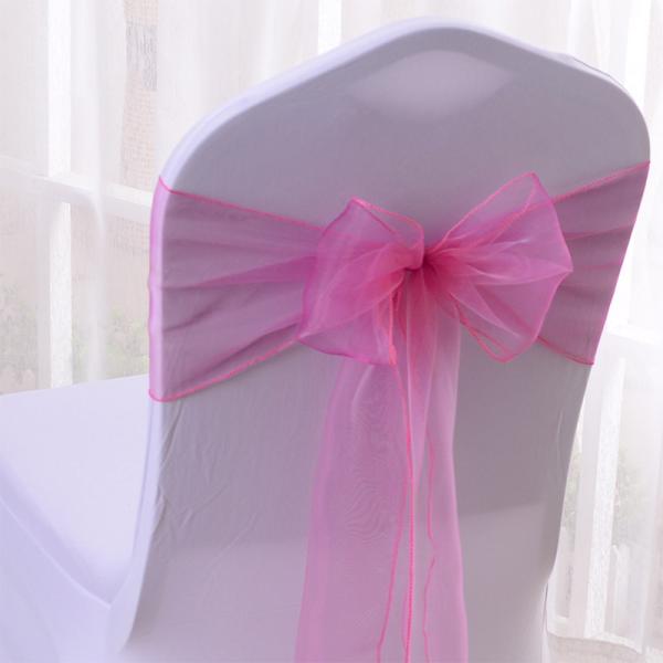 Blue Yellow Glass Tulle Chair Covers Elastic Band Bow Hotel Wedding Decorations