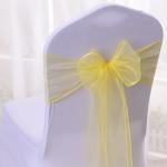 Blue Yellow Glass Tulle Chair Covers Elastic Band Bow Hotel Wedding Decorations
