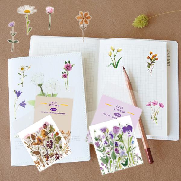 Waterproof Transparent Pet Flower Stickers Bullet Journal Diy Tulip Material Handbook Decals Office Culture Stationery Stickers