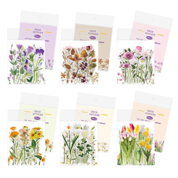 Waterproof Transparent Pet Flower Stickers Bullet Journal Diy Tulip Material Handbook Decals Office Culture Stationery Stickers