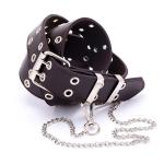 Punk Style Double Exhaust Eye PU Leather Belt Ladies Korean Version Jeans Fashion Chain Decoration Wide Belt for Women