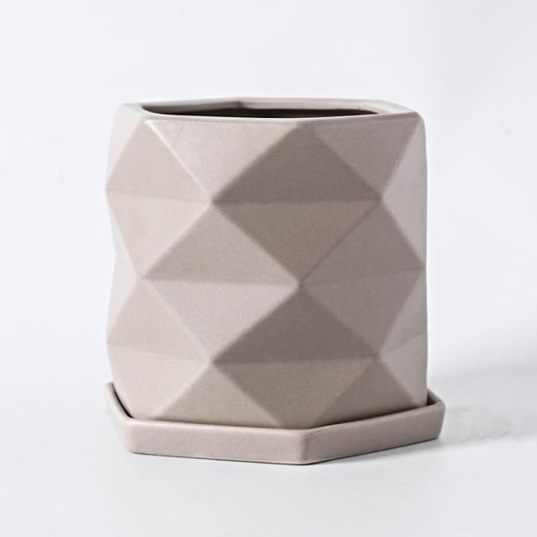 Ceramic Color Glazed Flowerpot With Tray