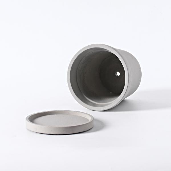 Cement Flowerpot With Tray