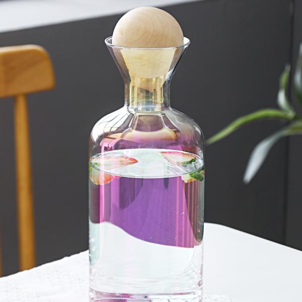 Glass Straight Pot With Wooden Stopper