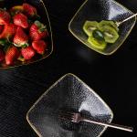 Glass Gold Painted Square Bowl