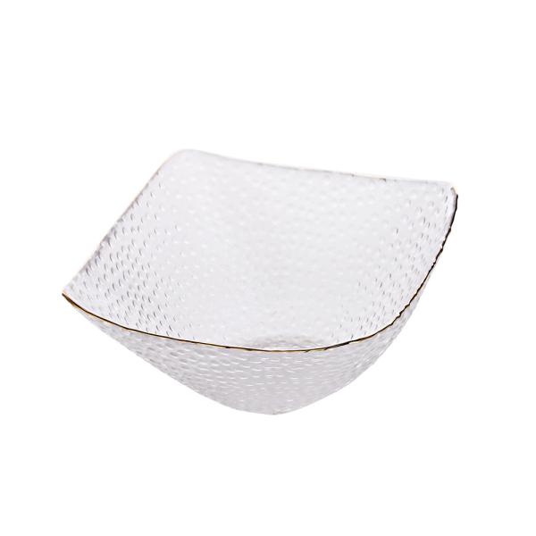 Glass Gold Painted Square Bowl