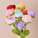 Handmade Knitted Simulation Flowers Diy Wool Yarn Bouquet Self-made Crochet Flower Arrangement Office Culture Artificial Plant