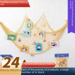 Mediterranean Hemp Rope Decorative Fishnet Photo Wall Background Hanging Cotton Rope Ocean Decorative Fishnet Wall Hanging