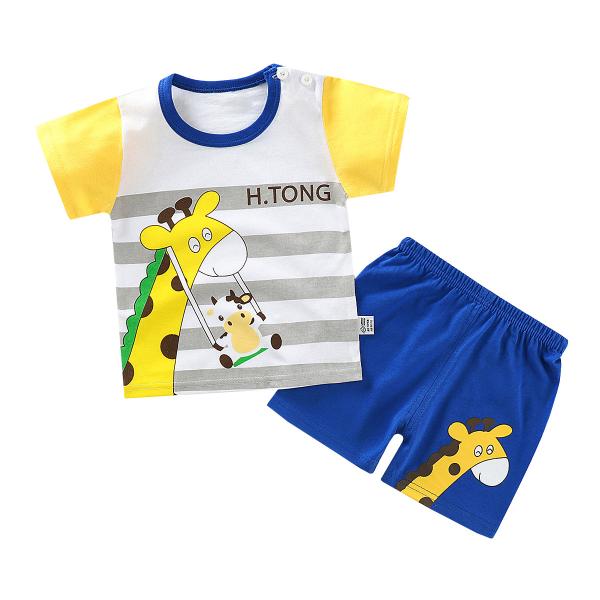 Children's short-sleeved suit summer cotton boys' clothes thin new girls' T-shirt summer baby children's clothing