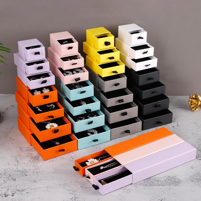 Drawer Jewelry Packaging Box Earring Stud Ring Paper Box Necklace Bracelet Gift Jewelry Organizer Storage