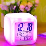 Colorful Multifunctional Square Led Night Light Temperature Display Silent Electronic Clock Alarm Clock For Students