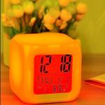 Colorful Multifunctional Square Led Night Light Temperature Display Silent Electronic Clock Alarm Clock For Students