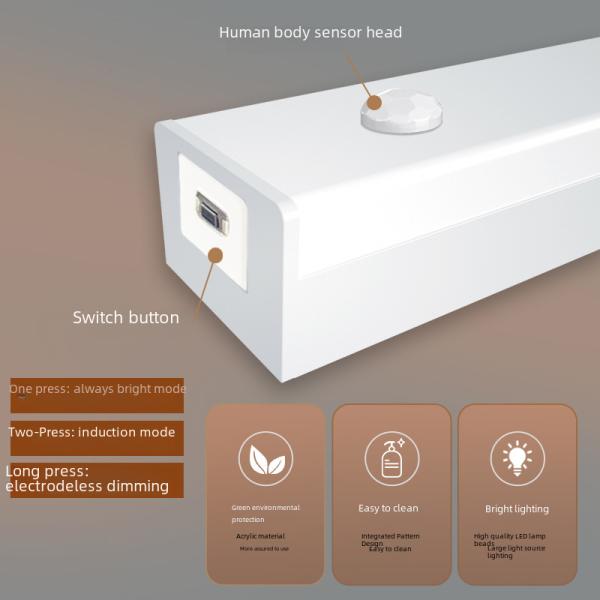 Smart Body Induction Wireless Magnetic Attraction Long Strip Night Light Kitchen Wardrobe Cabinet Wine Cabinet Bedroom