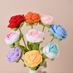 Handmade Knitted Simulation Flowers Diy Wool Yarn Bouquet Self-made Crochet Flower Arrangement Office Culture Artificial Plant