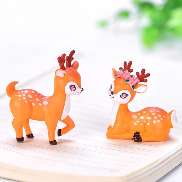 Miniature Cartoon Animal Deer Gardening Plant Accessories Resin Crafts Gifts Small Display Items Cute Decorations