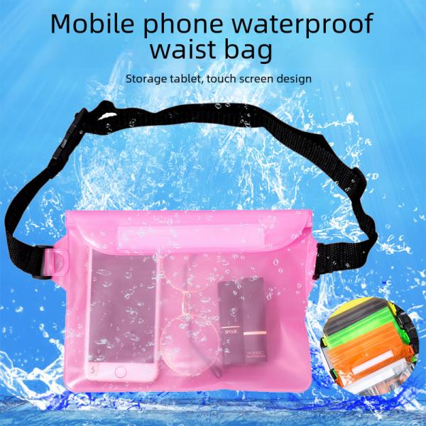 Large Waterproof Phone Bag Crossbody Swimming Waist Bag Pvc Drifting Outdoor Sealed Transparent Touch Screen Sport Outdoor Water