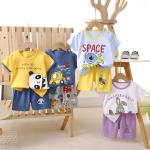 Children's short-sleeved suit summer cotton boys' clothes thin new girls' T-shirt summer baby children's clothing