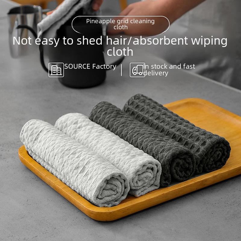 Home Use Coffee Machine Bar Counter Ultrafine Fiber Pineapple Patterned Cloth Absorbent Stain Remover Household Scouring Cloth