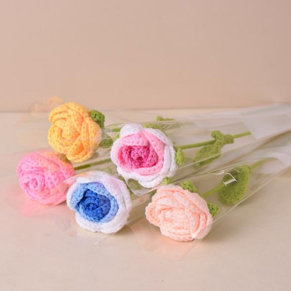 Handmade Knitted Simulation Flowers Diy Wool Yarn Bouquet Self-made Crochet Flower Arrangement Office Culture Artificial Plant