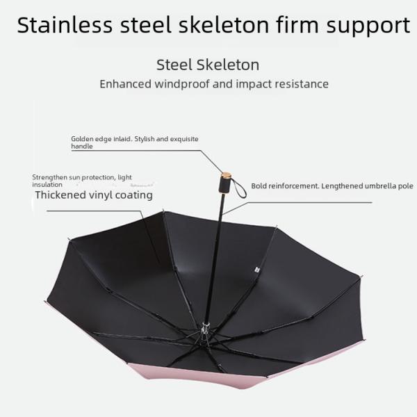 Home Daily Use Umbrella Sunny Rainy Umbrella Durable Polyester Fabric Sunshade Rain Protection Compact Travel