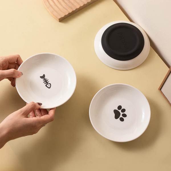 Anti-slip Silicone Ceramic Cat Bowl Pet Cat Food Snack Can Head Bowl Kitten Food Pet Supplies
