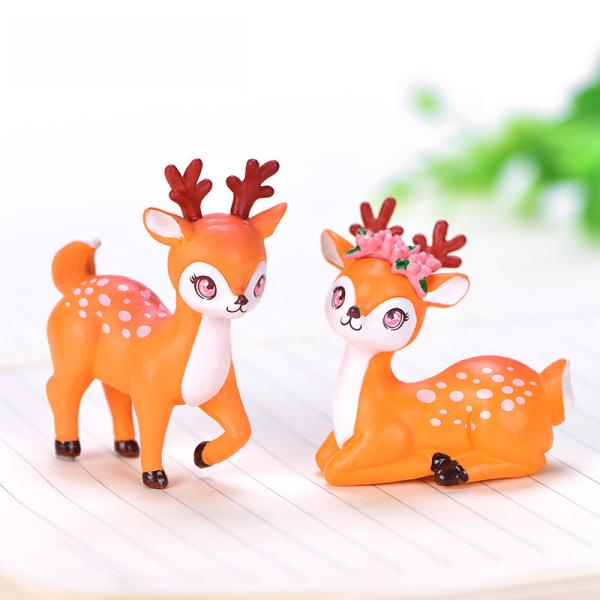 Miniature Cartoon Animal Deer Gardening Plant Accessories Resin Crafts Gifts Small Display Items Cute Decorations