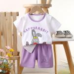 Children's short-sleeved suit summer cotton boys' clothes thin new girls' T-shirt summer baby children's clothing