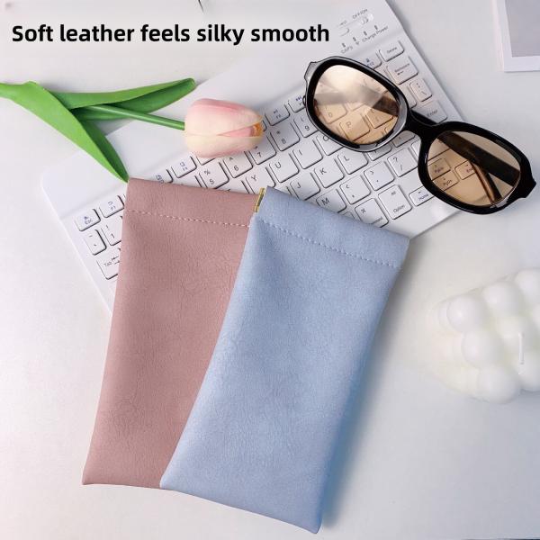 Leather Eyeglass Case Unisex Sunglasses Storage Bag Automatic Closure Snap Mouth Men's Frame Glasses Protective Pouch