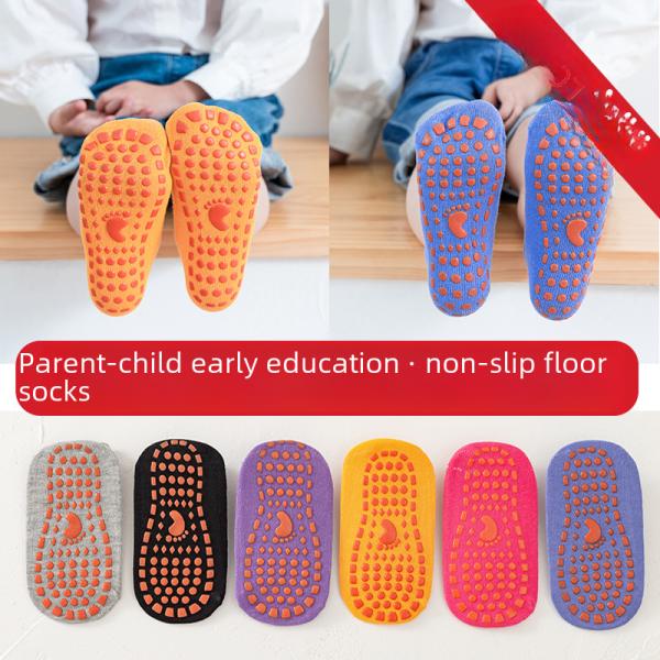 Factory wholesale baby floor socks Indoor Trampoline children non-slip silicone socks early education toddler children floor socks