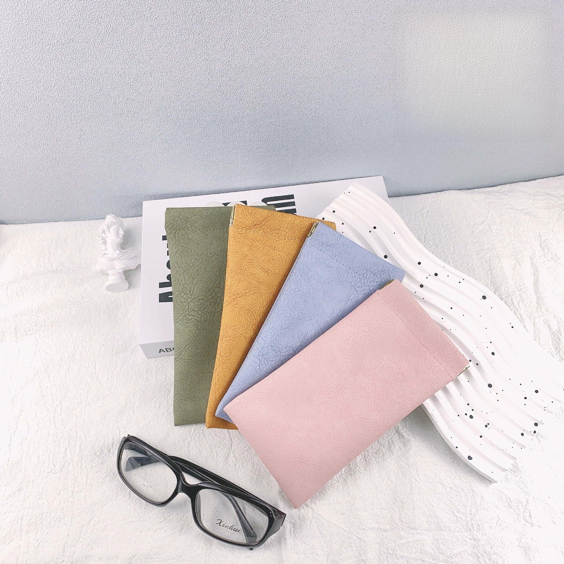 Leather Eyeglass Case Unisex Sunglasses Storage Bag Automatic Closure Snap Mouth Men's Frame Glasses Protective Pouch