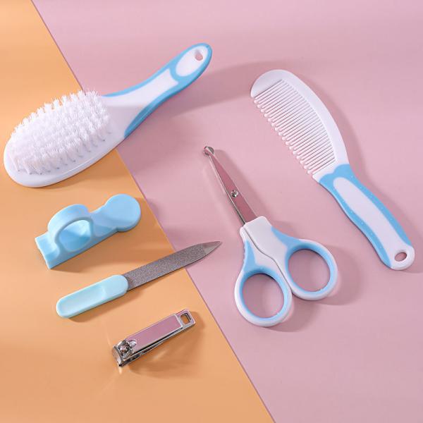 Baby Care Cleaning 6-piece Set Nail Scissors Combination Suit Baby Safety Comb Brush Gift Box