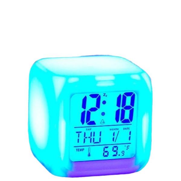 Colorful Multifunctional Square Led Night Light Temperature Display Silent Electronic Clock Alarm Clock For Students