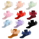 New spring and summer children's thin cotton socks lace mid-length socks girls solid color Fashion Princess socks breathable spot