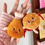 Cute Creative French Fry Burger Doll Pendant Backpack Couple Style Plush Decoration Girl Car Keychain Small Doll Toy