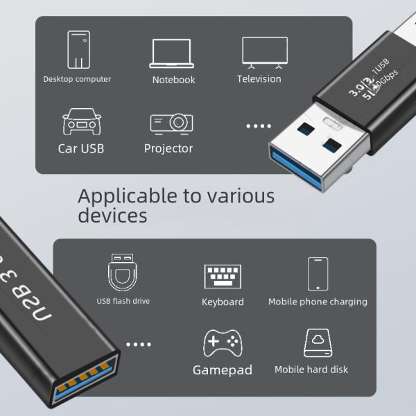 Usb 3.0 Female To Male Extension Converter Head Usb Male To Female Adapter Head Connector