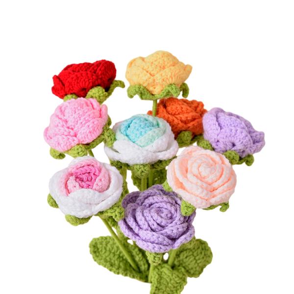 Handmade Knitted Simulation Flowers Diy Wool Yarn Bouquet Self-made Crochet Flower Arrangement Office Culture Artificial Plant