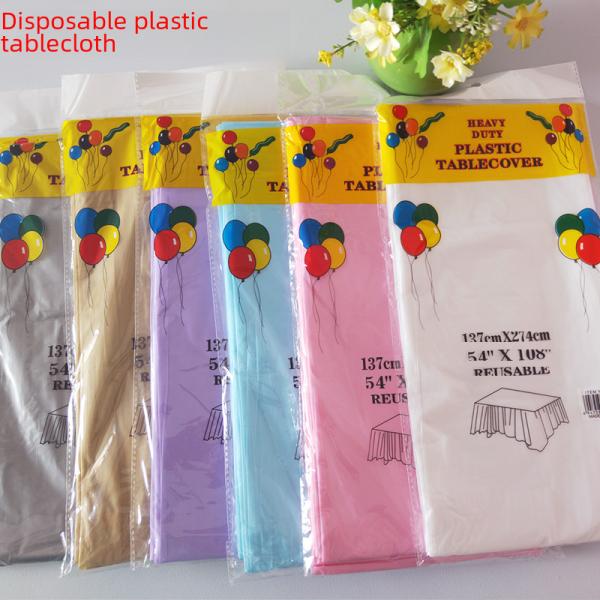 Disposable Solid Color Pe Plastic Tablecloth For Birthday Party Sweet Table 137*274cm