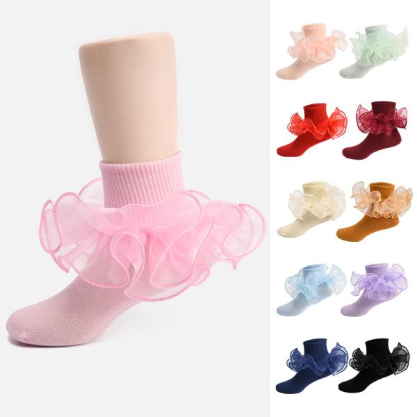 New spring and summer children's thin cotton socks lace mid-length socks girls solid color Fashion Princess socks breathable spot