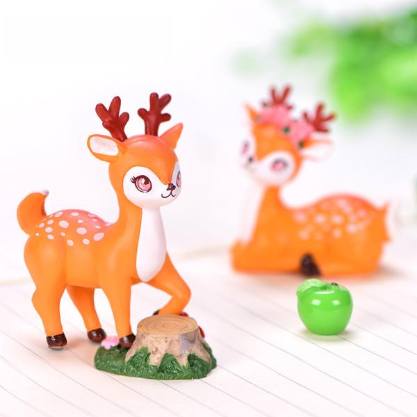 Miniature Cartoon Animal Deer Gardening Plant Accessories Resin Crafts Gifts Small Display Items Cute Decorations
