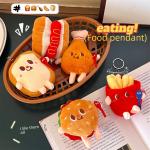 Cute Creative French Fry Burger Doll Pendant Backpack Couple Style Plush Decoration Girl Car Keychain Small Doll Toy