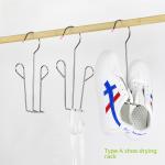 Thickened Stainless Steel Shoe Drying Rack Outdoor Balcony Shoe Hanging Hook Non-magnetic Hanging Rack Storage Cleaning Tool