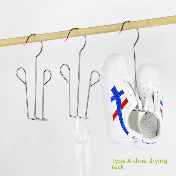 Thickened Stainless Steel Shoe Drying Rack Outdoor Balcony Shoe Hanging Hook Non-magnetic Hanging Rack Storage Cleaning Tool