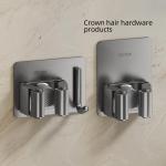 Broom Holder Stainless Steel Wall Mounted Toilet Broom Hook No Drilling Required Brush Holder Suction Cup Grey Gun Metal