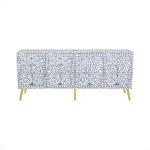 Jade TV Unit Cabinet - Blue & White Bone Inlay
