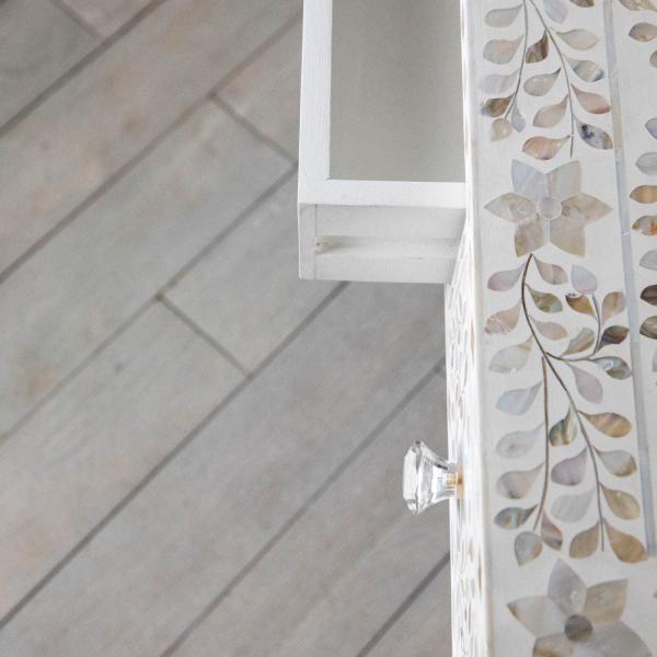 Iris Dresser Console & Stool - White Mother of Pearl
