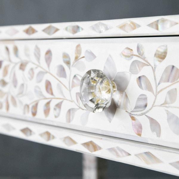 Iris Dresser Console & Stool - White Mother of Pearl
