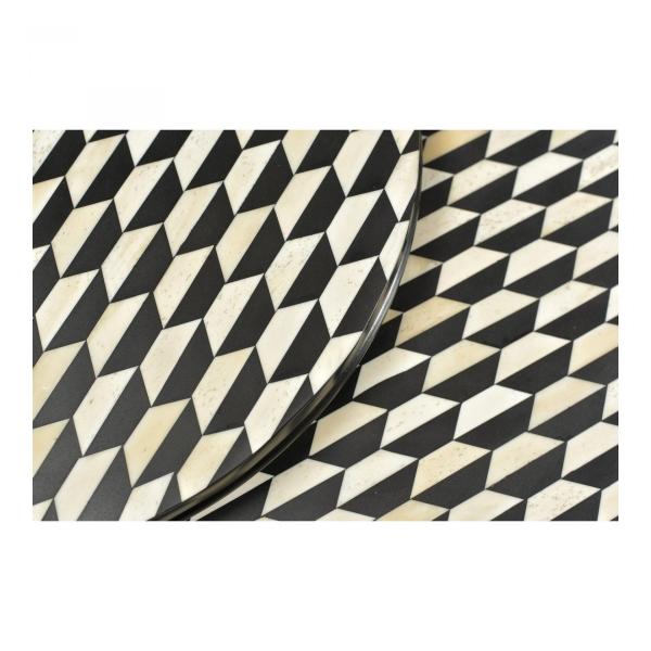 Kabir Nesting Side Table - Black & White Bone Inlay