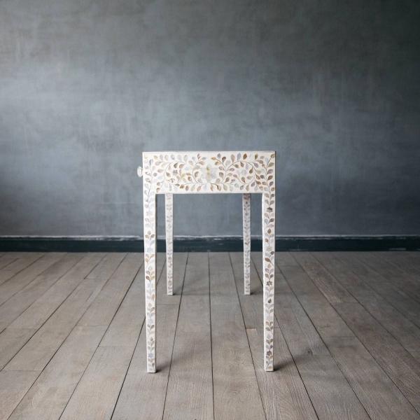 Iris Dresser Console & Stool - White Mother of Pearl